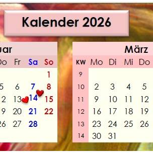 Jahreskalender 2026 auf einen Blick – Akustik, PDF – DIN A4 zum Ausdrucken Bild 3