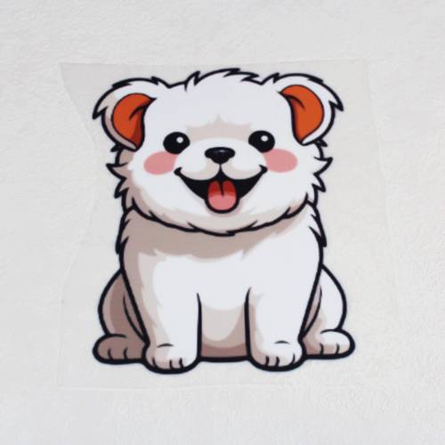 Bügelbild Bügelfolie Hund Welpe grau weiß