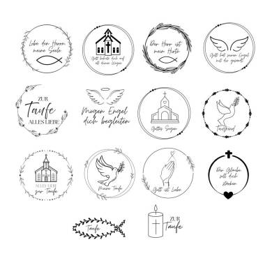 Taufe Bundle PNG SVG Datei - Download Plotterdatei - Plotter File - Kirche Fisch Bibel Kreuz Christlich -Cricut 