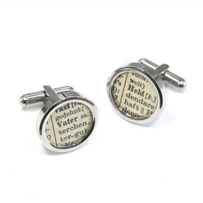 Manschettenknöpfe mit deinem Statement aus original Wörtebuch // Edelstahl // Geschenk zur Hochzeit