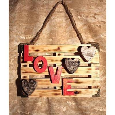 Künstlerische Wanddekoration LOVE  Deko auf einer Mini-Palette aus Holz Wandbild Gechenk Geldgeschenk
