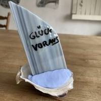 Muschel Segelschiff mit Spruch, kleines Geschenk für Meerliebhaber, Segelboot als Dekoration