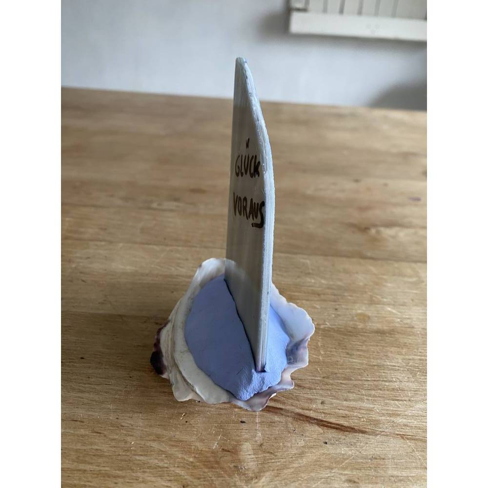 Muschel Segelschiff mit Spruch, kleines Geschenk für Meerliebhaber, Segelboot als Dekoration Bild 3