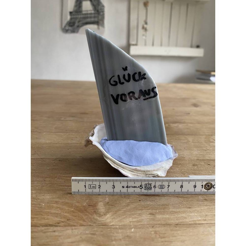 Muschel Segelschiff mit Spruch, kleines Geschenk für Meerliebhaber, Segelboot als Dekoration Bild 5
