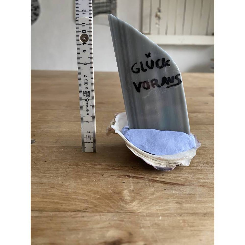 Muschel Segelschiff mit Spruch, kleines Geschenk für Meerliebhaber, Segelboot als Dekoration Bild 6