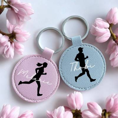 Personalisierter Lauf Schlüsselanhänger – Geschenk für Läufer & Läuferinnen – Jogging Schlüsselanhänger mit Namen – Spor