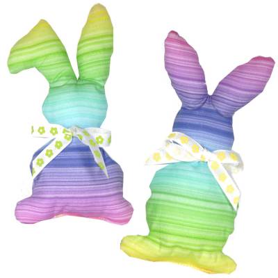 Osterhasen Stoffhasen 2er Set Regenbogen – Handgemachte Deko Hasen aus Baumwollstoff