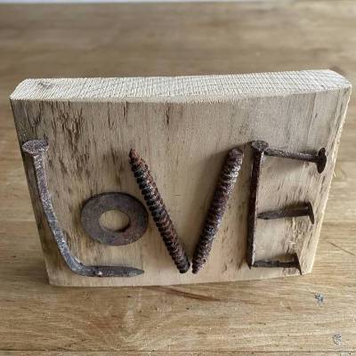 Love kleines Holzschild mit Botschaft, Upcycling, Spruchschild, kleines Geschenk