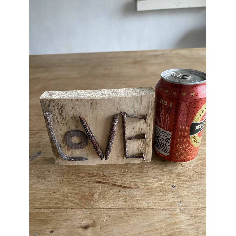 Love kleines Holzschild mit Botschaft, Upcycling, Spruchschild, kleines Geschenk Bild 6