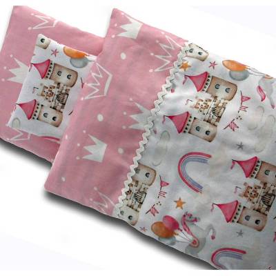 3-tlg. Puppenbettwäsche Set rosa Prinzessin Krone Schloss Einhorn für Puppenbett & Puppenwagen