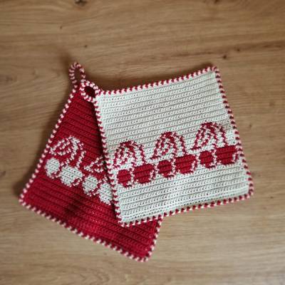Häkelanleitung Topflappen Topfuntersetzer "Kirschen"