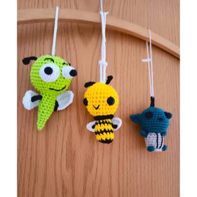 Schlüsselanhänger Biene Libelle Yoda Baby Gehäkelter Taschenbaumler