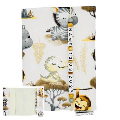 Personalisierte U-Heft Hülle Zootiere mit Name & Impfpassfach – Geschenk zur Geburt Mädchen & J