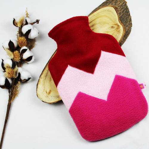 Wärmflaschenbezug rot rosa pink Wärmflaschenhülle aus Fleece, ohne Plastikflasche, für 2L handelsüblichen Flaschen
