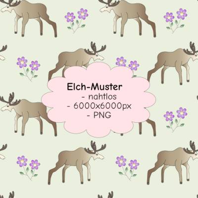 Nahtloses Elch Muster als PNG – Perfekt für Scrapbooking und kreative Projekte