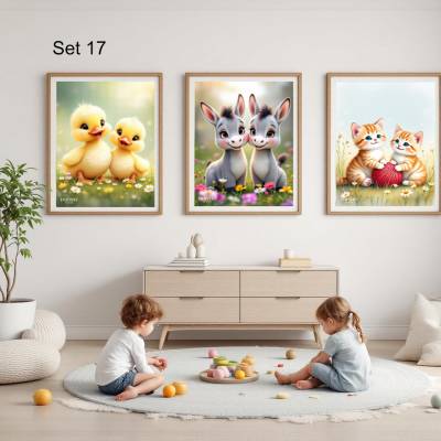 Bauernhof Poster Set Nr. 17/33 | 3er Set von DOPIXIO |  Tiere Kinderzimmer Deko | Digitaler Download 30x40
