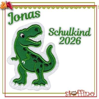 3tlg. Dino Applikations-Set Einschulung 2026 personalisiert – Wunschname – Schultüte & DIY