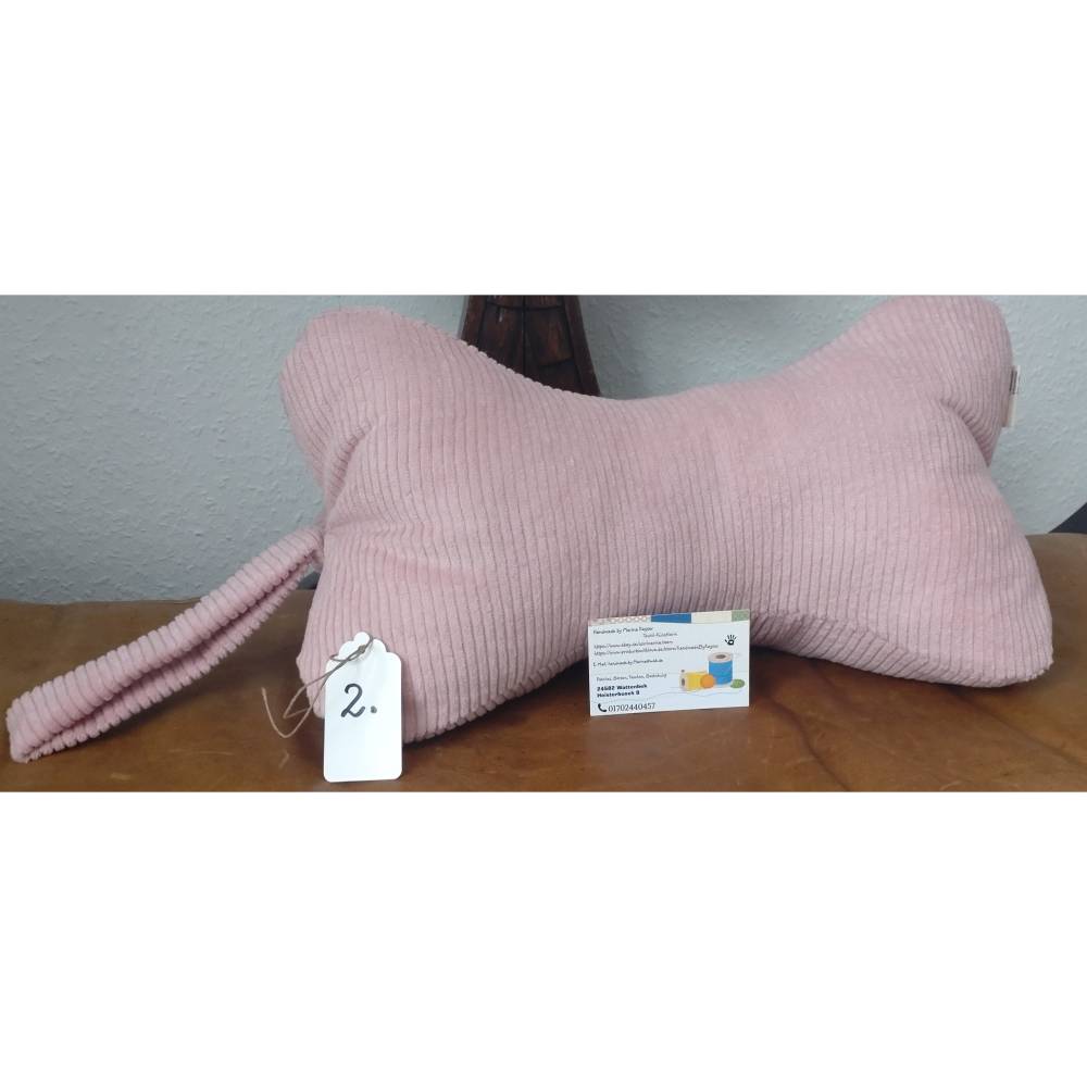 40 x 23 cm ( + Band) rosa Leseknochen Nackenrolle Buchstütze Keilkissen handgemacht – personalisierbar, 100% Baum Bild 1