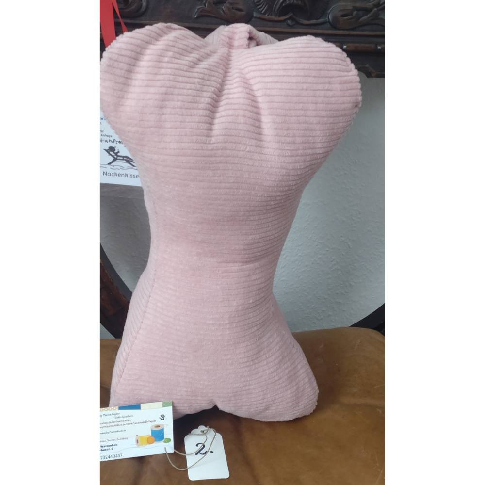 40 x 23 cm ( + Band) rosa Leseknochen Nackenrolle Buchstütze Keilkissen handgemacht – personalisierbar, 100% Baum Bild 3