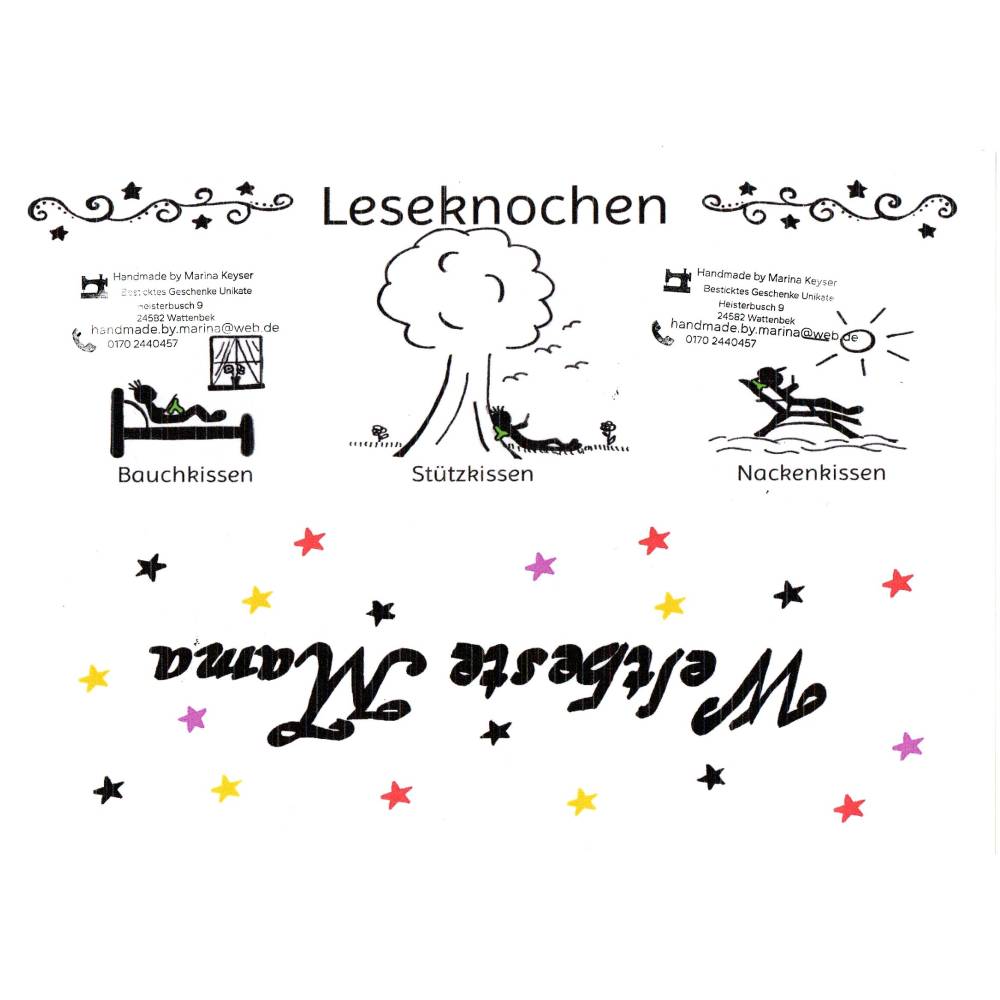 40 x 23 cm ( + Band) rosa Leseknochen Nackenrolle Buchstütze Keilkissen handgemacht – personalisierbar, 100% Baum Bild 7