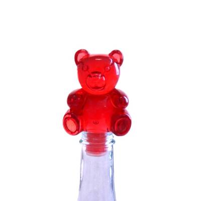 Vintage 80er Flaschenverschluss Korken Roter Bär Acrylglas Transparent Stopfen Flaschenstutzen Verschluss 