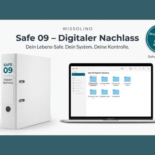 Digitaler Nachlass Ordner PDF – Online Konten & Social Media Zugangsdaten sicher organisieren | Offline Struktur & Printables | Wissolino