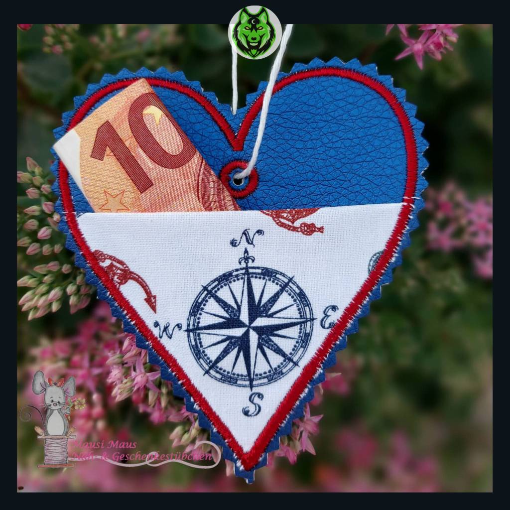 DreamEmbroid "Herz mit Fronttasche" Geschenkanhänger Bild 1