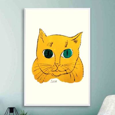 Portrait Katze in Gelb nach Andy Warhols Lithographien Kunst Druck für Katzenliebhaber Poster oder Leinwand