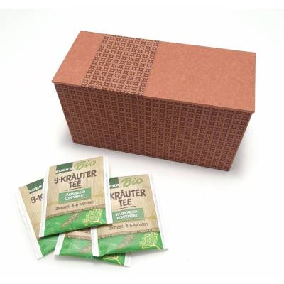 Teebox rotbraun – Handgefertigte Box für Teebeutel 16,4 x 7,0 x 8,8 cm - Buchbinderarbeit