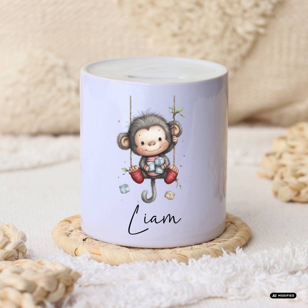 Personalisierte Spardose Kinderspardose mit Tiermotiv wählbar – Geschenk zur Geburt, Taufe, Geburtstag, Einschulung