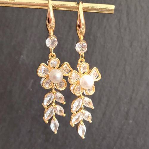 Kristall Ohrringe,Hochzeitschmuck Gold,Braut Ohrringe,18K Vergoldete Ohrringe