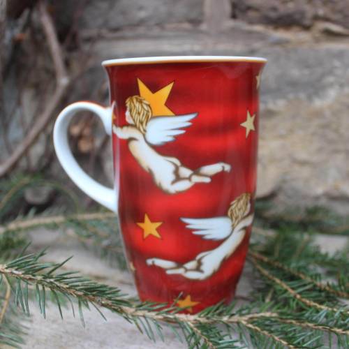 große Weihnachtstasse Kaffeebecher 400 ml Flirt Angelino by R&B Vintage