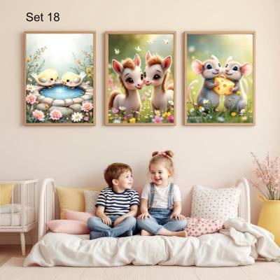 Bauernhof Poster Set Nr. 18/33 | 3er Set von DOPIXIO |  Tiere Kinderzimmer Deko | Digitaler Download 30x40