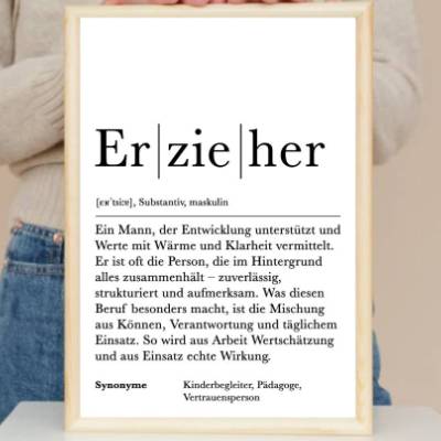ERZIEHER Definition Poster personalisiert | berufsbild wanddeko · jobkunst druck · karriere wandbild · wertschätzung