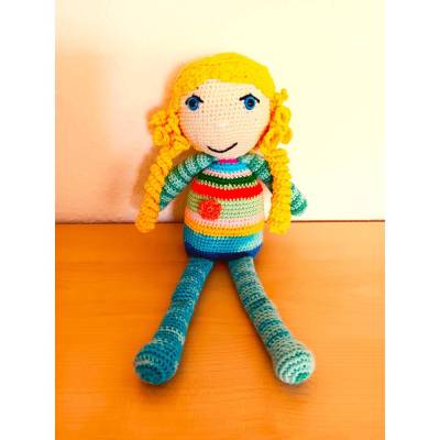 Gehäkelte Puppe 31 cm Amigurumi Geschenk Blonde Haare