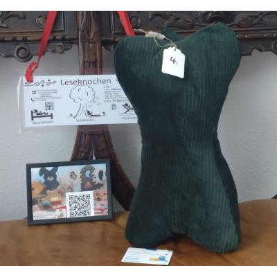 Nr.4 dunkelgrün  Leseknochen Nackenrolle Buchstütze Keilkissen handgemacht – personalisierbar,