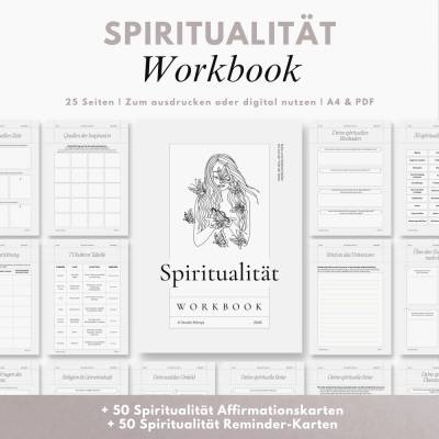 Spiritualität Workbook & Affirmationen – Deine Reise zu innerer Verbindung, Bewusstsein & Balance als A4 PDF