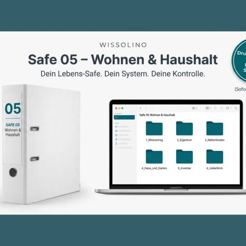 Haushaltsordner Vorlage PDF & PC – Mietvertrag, Nebenkosten, Garantien offline organisieren | Wissolino SAFE 05