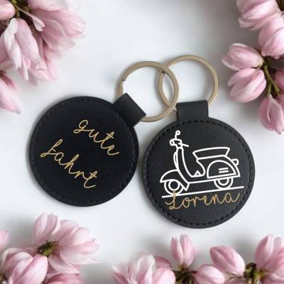 Schlüsselanhänger Geschenkidee Retro-Roller, Motorroller Geschenk Anhänger personalisiert, Fahranfänger Geschenk Roller