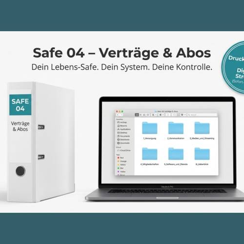 Vertragsordner Vorlage PDF & Offline Ordnerstruktur – Verträge, Abos & Kündigungsfristen verwalten