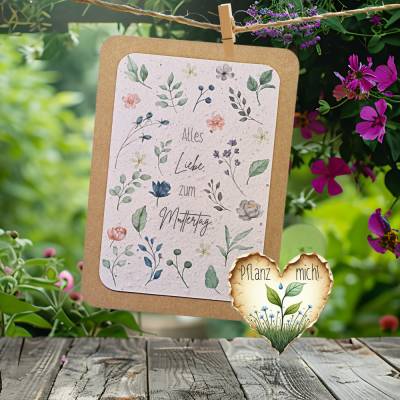 Einpflanzbare Muttertagskarte aus Samenpapier | Karte zum Muttertag | nachhaltige Grußkarte mit Wildblumen