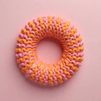 Frühlingskranz Boho Happy Stripes – Gehäkelter Kranz in Pink-Orange, 3-in-1 Deko für Tür, Wand & Tisch, Handmade, 24 cm