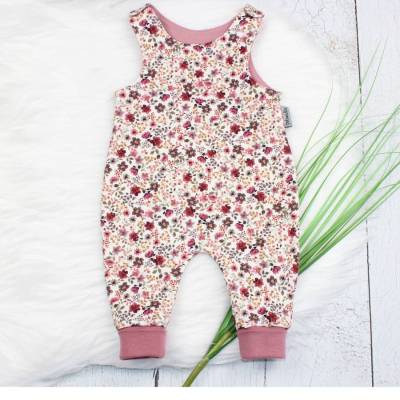 Baby Streublumen Strampler aus Rippjersey, Mädchenstrampler, Mädchenkleidung, Blumen, Babyromper Gr. 50, 56, 62, 68, 74