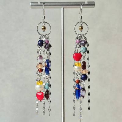 Handgemachte Statement Ohrringe für Frauen 50+ – Unikate, bunte Design-Ohrringe aus Silber