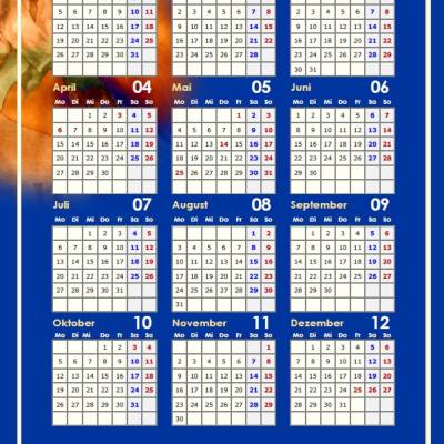 Jahreskalender 2026 auf einen Blick – mit der Zipfelmütze PDF – DIN A4 zum Ausdrucken