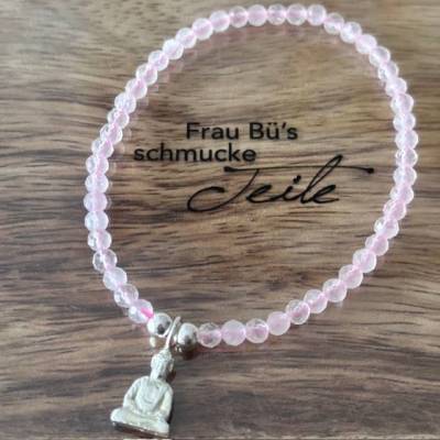 Handgefertigtes Rosenquarz-Armband mit 925 Silber Buddha-Anhänger – Filigraner Schmuck & spirituelle Bedeutung