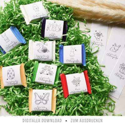 Oster-Banderolen für Ritter Sport Mini | 12 minimalistische Wrapper zum Ausdrucken