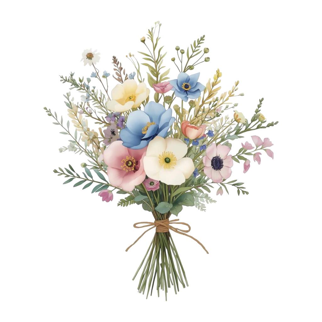 Zarter Wildblumenstrauß PNG Set (8)