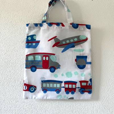 Stofftasche Stoffbeutel Kindertasche Geschenketasche Kindergartentasche Büchertasche Fahrzeuge