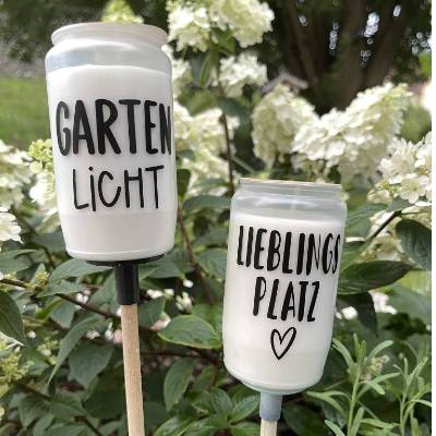 Gartenfackeln mit 10 verschiedenen Sprüchen für draußen, Mitbringsel, Geschenkidee, Gartendeko